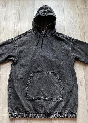 Джинсовое оверсайз худи boohoo blue l acid wash y2k платье