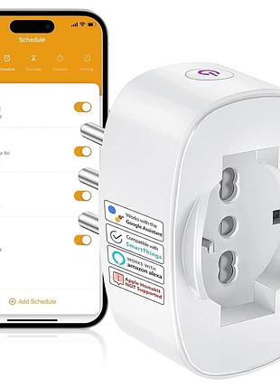 Wi-fi розетка 3680 вт surfou bsd60+ умная итальянская wi-fi розетка ля домашней автоматизации со счетчиком потребления