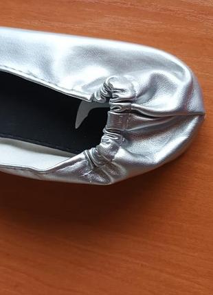 Серебристые чешки, балетки, стелька 23,5. 3