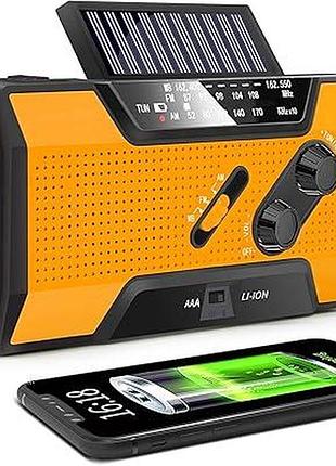 Аварийное радио emergency crank radio портативное метеорологическое радио с солнечной батареей, 2000 мач