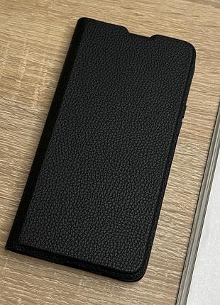 Шкіряний чохол книжка для samsung galaxy s24 чорного кольору з захистом камери leather design