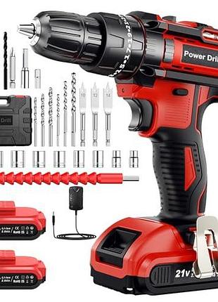 Аккумуляторная дрель betenst 21v cordless drill driver kit mr3705t набор шуруповерта с 2 батареями 2000 мач