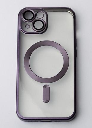 Силіконовий чохол magsafe shining matte для iphone 14 deep purple