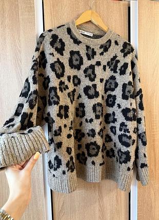 Теплий леопардовий светр bershka 6