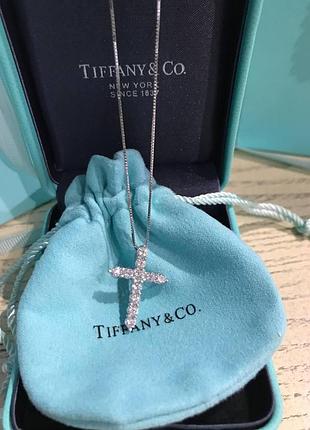 Підвіска тіффані, срібло 925 / хрестик tiffany срібло 925 / преміум упаковка tiffany