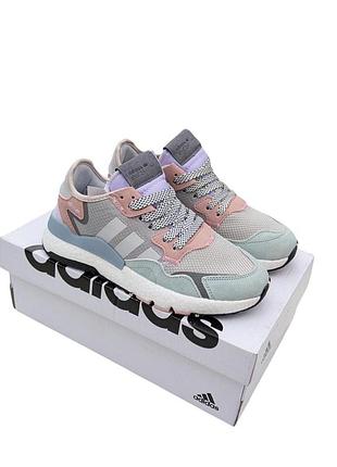 Жіночі кросівки adidas nite jogger сірі з рожевим