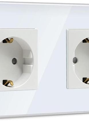Настенная двойная розетка liaon 250v 16 а smart home стеклянная 2-канальная розетка европейского стандарта
