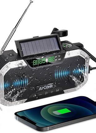 Аварійне радіо aircover solar am/fm портативний радіоприймач для кемпінгу з акумулятором 5000 ма·год