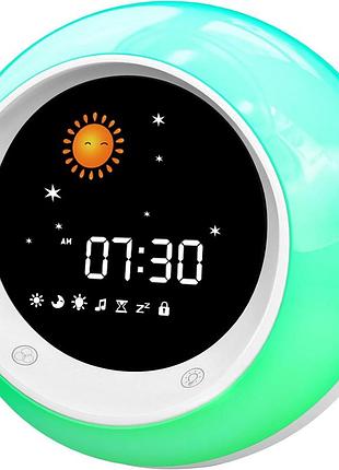 Детский будильник icode kids sleep trainer многофункциональный детский будильник-ночник с rgb-подсветкой, тренажер сна