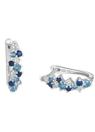 Жіночі срібні сережки earrings amor елегантні сережки-креоли з камінням