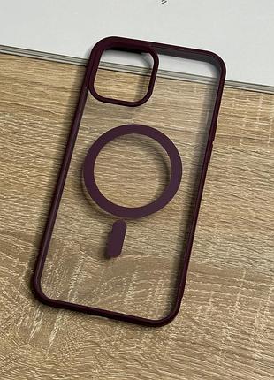 Чохол на iphone 12 pro max з magsafe прозорий ударостійкий tpu anti-drop 4. бордовий (bordo)
