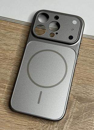 Чехол на iphone 16 pro серый с магнитами магсейф gray premium matte