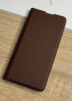 Шкіряний чохол книжка на samsung galaxy a34 коричневого кольору leather design