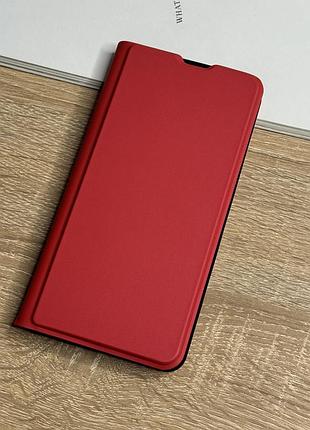 Кожаный чехол книжка на samsung galaxy s24 plus красного цвета leather design