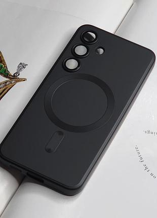 Черный силиконовый чехол на samsung galaxy s23 с защитой камеры matte full camera