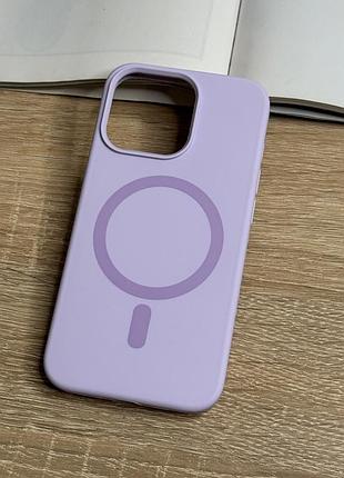 Чохол для iphone 13 pro з magsafe, світлий фіолетовий матовий силікон з м’якою підкладкою silicone case
