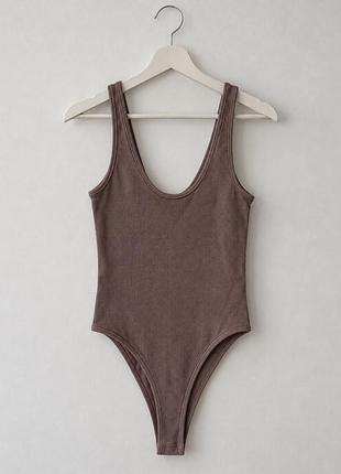 Жіночий шоколадний боді в рубчик zara xs/s