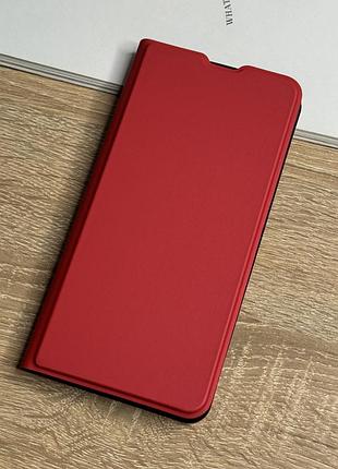 Кожаный чехол книжка на samsung galaxy s20 fe красного цвета leather design