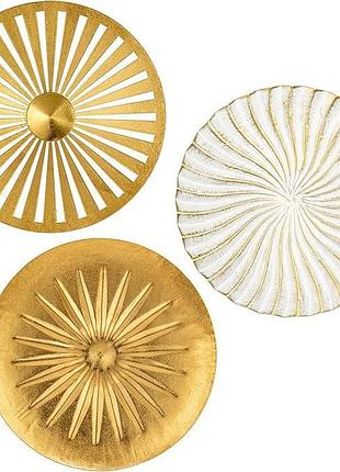 3 шт. набор настенного украшения boho gold wall sculptures круглое украшение в стиле бохо 30*30 см