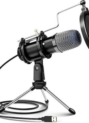 Комп'ютерний конденсаторний мікрофон usb microphone k38 usb-мікрофон зі штативом і попфільтром