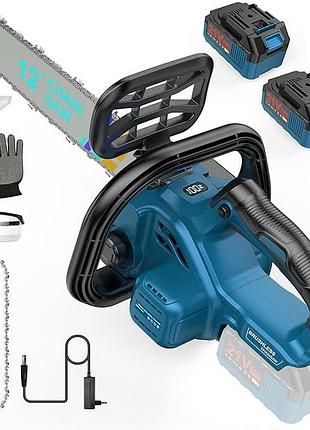 Аккумуляторная цепная пила 30 см brushless chainsaw jy-ch1201 мини-цепная пила+2 аккумулятора 5000 мач
