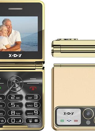 Розкладний телефон із великими кнопками xgody s200 2.4" мобільний телефон на 2 sim для літніх людей