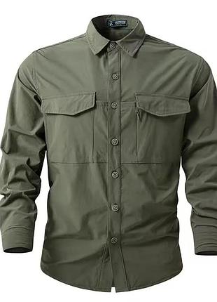 Летняя мужская рубашка outdoor lite, olive (масло)