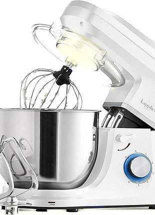Стаціонарний кухонний міксер 1800 вт kapplico stand mixer pro+ кухонний міксер із великою чашею 7 л, 3 насадки