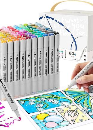 Спиртові двосторонні маркери 80 кольорів artix oros sketch marker професійний набір маркерів