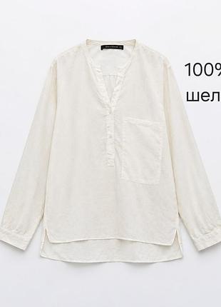 Шелковая блузка zara woman (100% шелк, размер m)