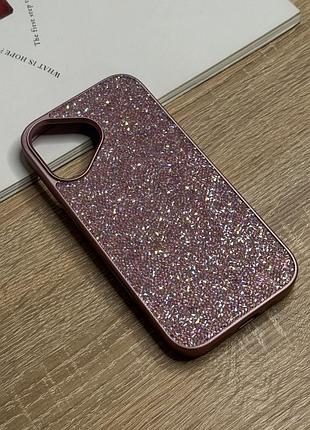 Чохол для iphone 17, рожевий зі стразами tpu swarovski з блиском