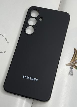 Силіконовий чохол на samsung galaxy s24 fe чорний колір з захистом камери та мікрофіброю