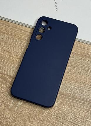 Силиконовый чехол на samsung galaxy a25, темный синий противоударный с защитой камеры и микрофиброй
