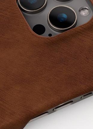 Чохол leather case для iphone 14 pro max brown 3