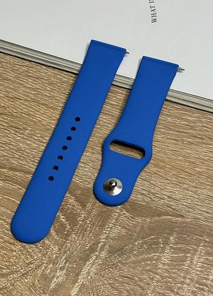 Силиконовый ремешок для часов 22 мм, синий мягкий silicone design