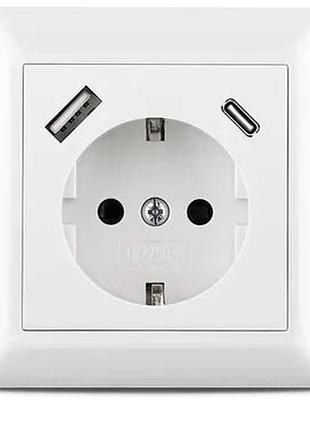 Розетка 16 a 4000 вт 250 в schuko steckdose sp-9633f2 встроенная розетка с портами usb-a/usb-c