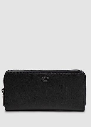 Кошелёк кожаный coach с фирменной канвой чёрный 20 х 10 х 2.5 см