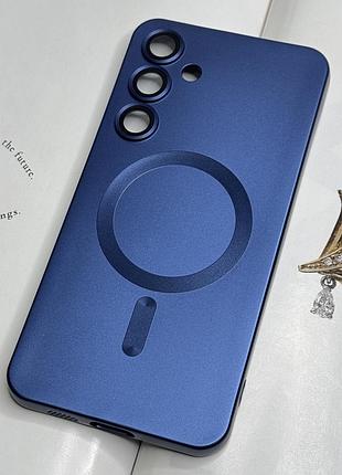 Синий силиконовый чехол на samsung galaxy s23 plus с защитой камеры matte full camera