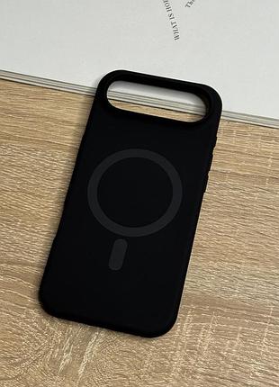 Чохол для iphone air з magsafe, чорний матовий силікон з м’якою підкладкою silicone case