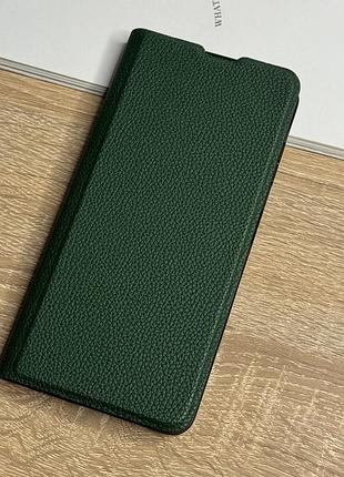 Шкіряний чохол книжка на samsung galaxy a06 темно-зеленого кольору leather design