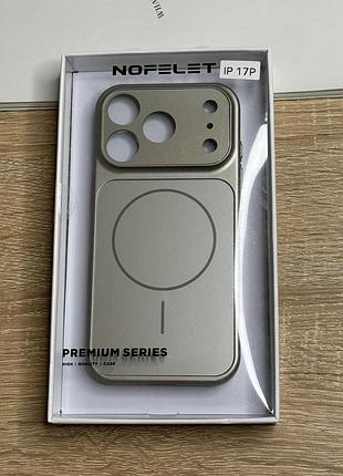 Чохол на iphone 17 pro сірий з магнітом магсейф та лінзами nofelet matte