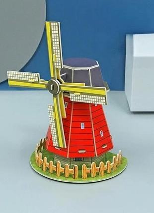 3d трехмерный пазл ветряк 16 деталей