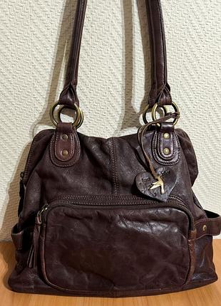 Accessorize кожаная винтажная женская сумка