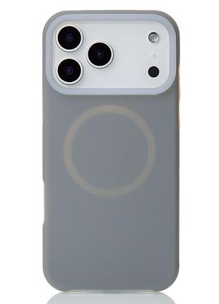 Чехол liquid silicone full с поддержкой magsafe для iphone 17 pro max stone gray
