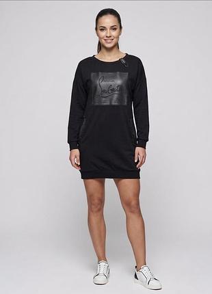 Stella чорна  сукня в спортивному стилі подовжений світшот туніка розмір l-xl