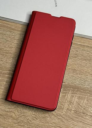 Кожаный чехол книжка на samsung galaxy a14 красного цвета leather design
