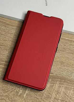 Кожаный чехол книжка на samsung galaxy s23 красного цвета leather design