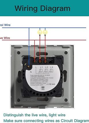 Умный выключатель света bseed wifi smart home wall switch & socket 2