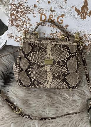 Сумка dolce&gabbana sicily - premium рептилия бежевая 21cm есть