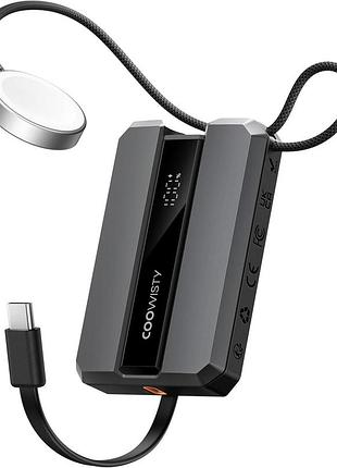 Павербанк 10000 мач usb-c coowisty cw7 портативный павербанк для одновременной зарядки 3 устройств iphone и apple watch